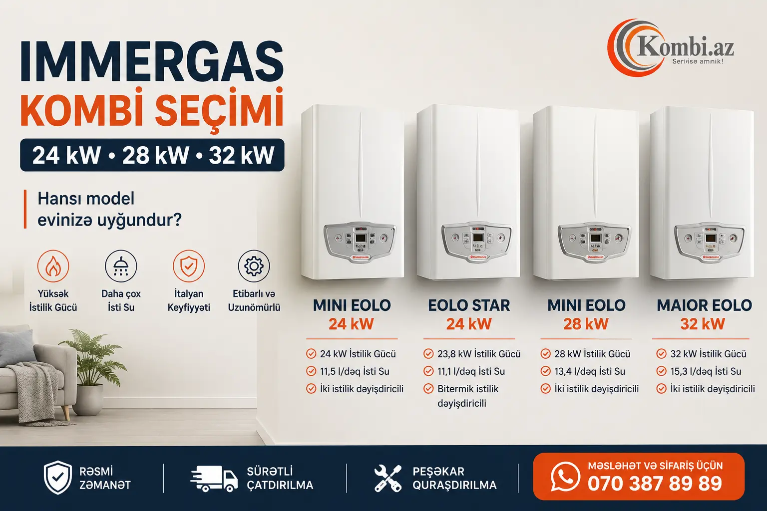 Immergas Kombi Seçimi: 24, 28 yoxsa 32 kW?
